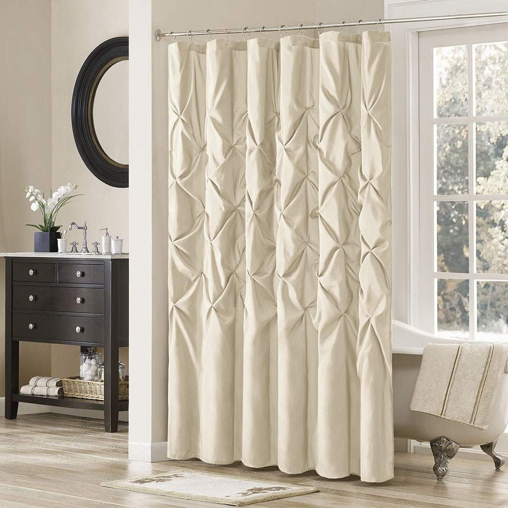 72"x72" Ivory Pintuck Pattern Shower urtain Solid olor Pinch Pleated Bathtub 72x72" - Ivory