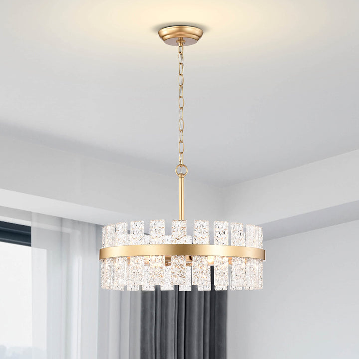 The Lighting Store Casandra 6-Light Drum Glass Strip Chandelier Shiny