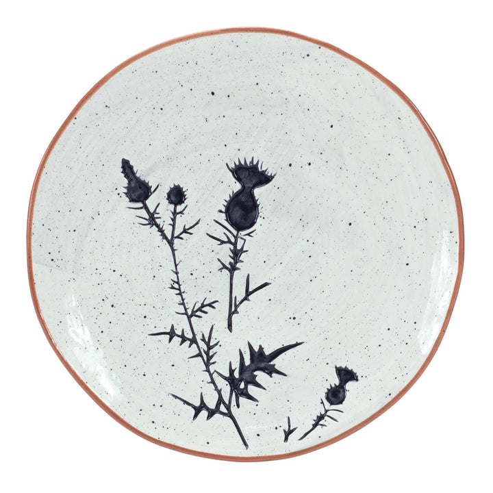 Ceramic Plate (Set Of 4) 8' X 10' Off/White Floral Country Round 4 Piece