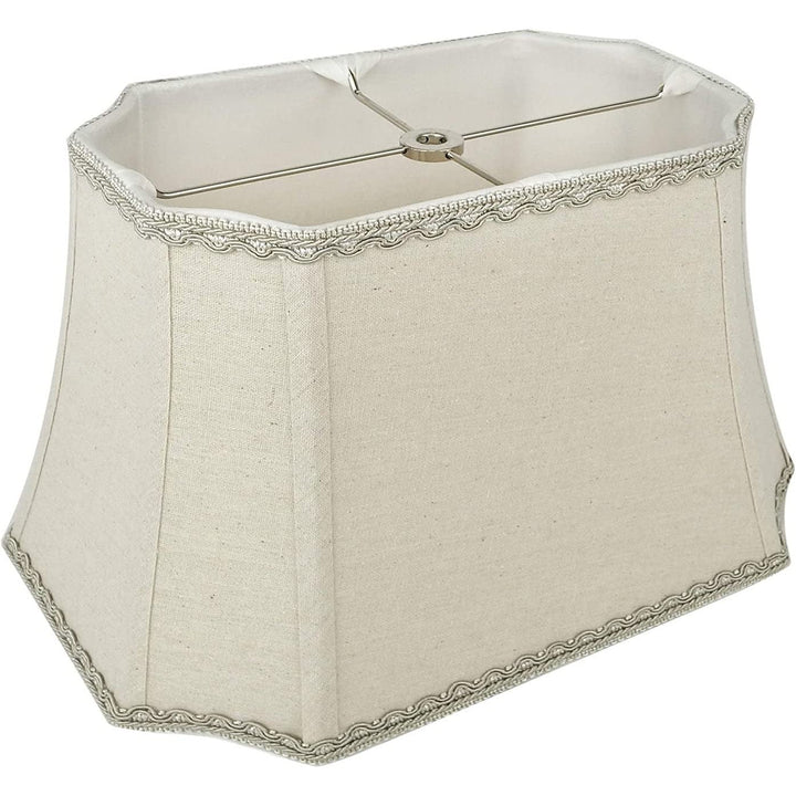 Bell Rectangle Cut Corner Linen Lampshade With Lace Trim 10/6x14/10x10 Rectangle - Beige