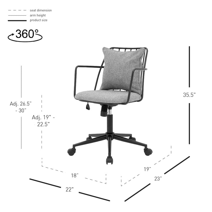 npd furniture and more Edison KD Fabric Office Chair Gray Grey