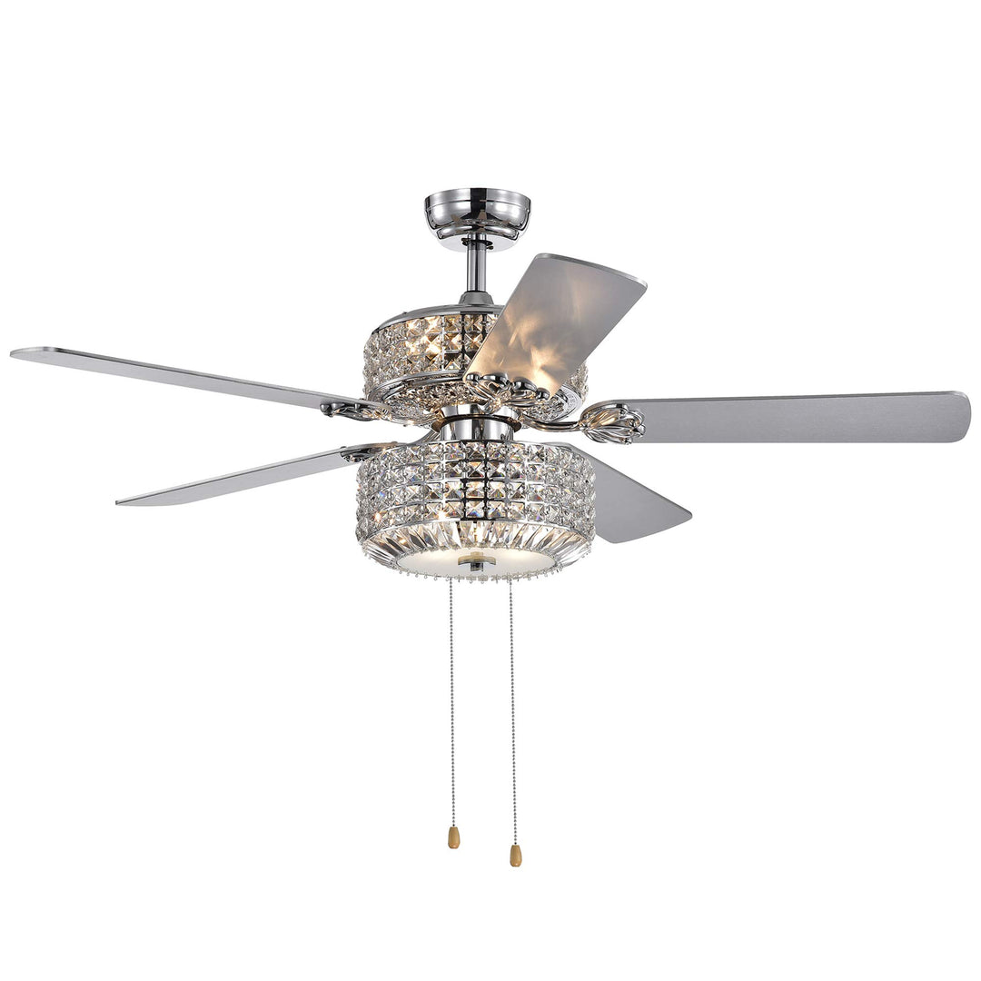 Warehouse of Tiffany Walter Dual Lamp Chrome 52-inch Lighted Ceiling Fan w Chrome Pull Chain