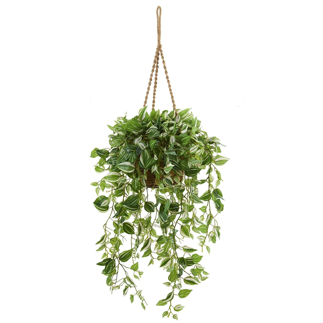 51" Wandering Jew Artificial Plant in Hanging Basket (Real Touch)