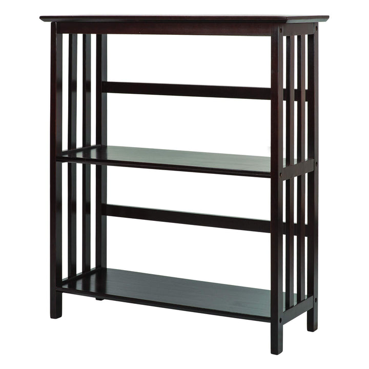 Mission Style 3-Tier Shelf Brown Craftsman Modern Contemporary Wood Espresso