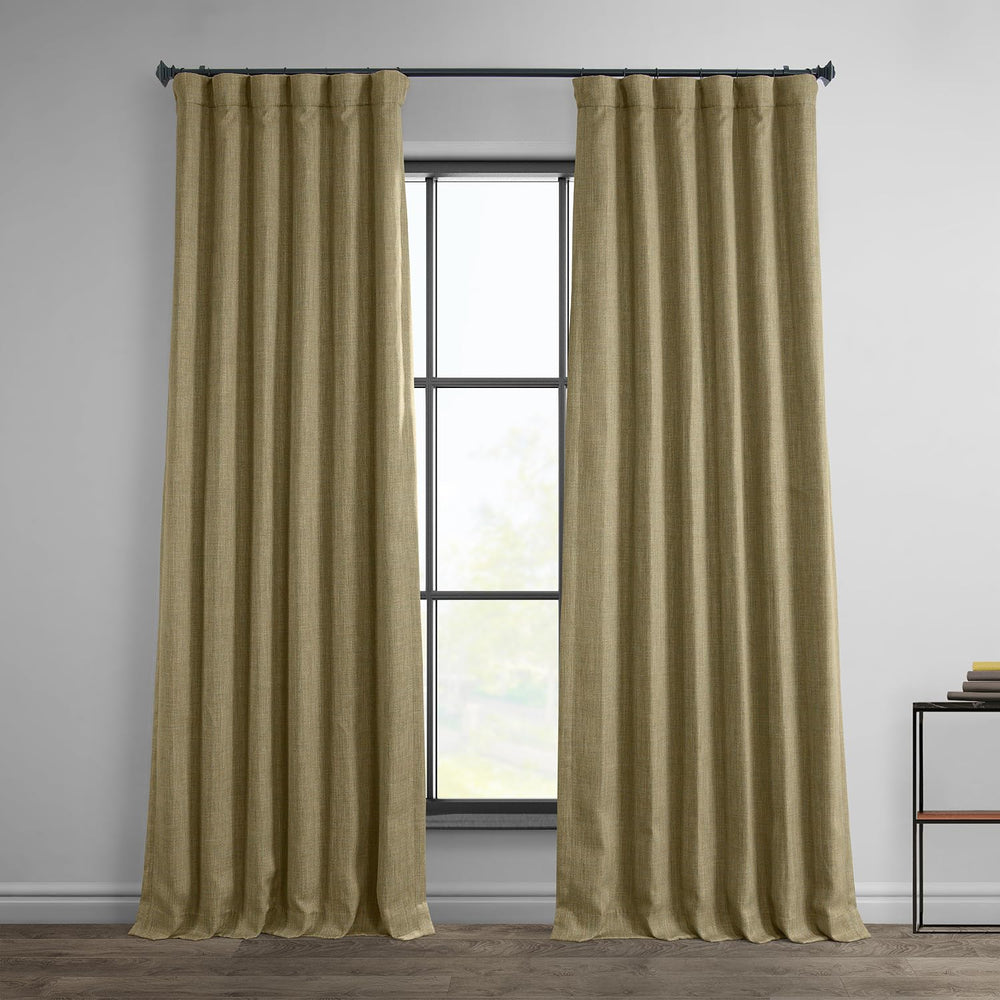 HPD Half Price Drapes Faux Linen Room Darkening Curtains - 108 Inches Long 50 X 108 - Nomad Tan