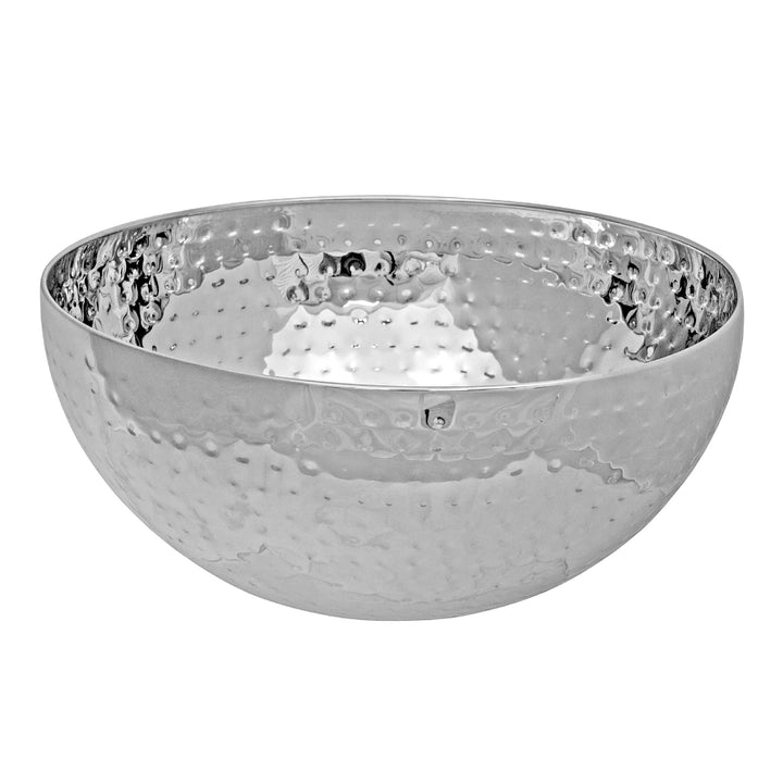 Stainless Steel Hammered Salad Bowl 11" Silver Dishwasher Safe