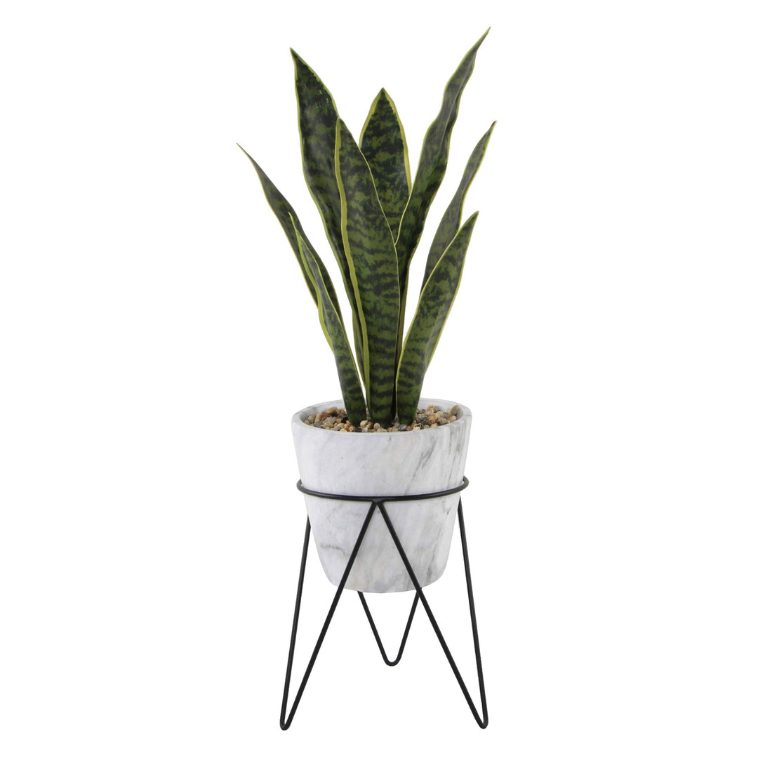 Flora Bunda Artificial Plant 1.75 feet Tall Snake Plant in 8 inch Marble