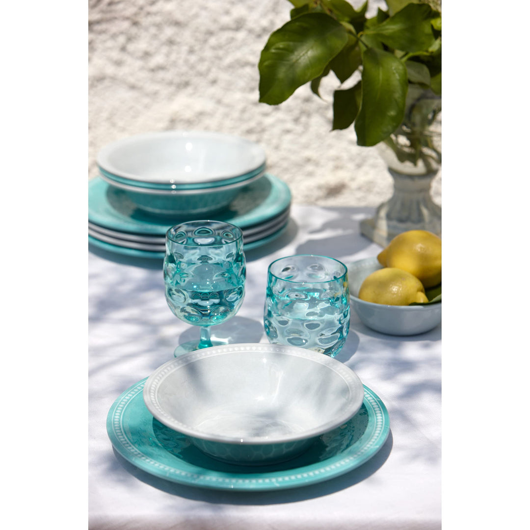 Aqua Dinner Plate Set Of 6 Turquoise Solid Casual Round Dishwasher Safe - Diamond Home USA