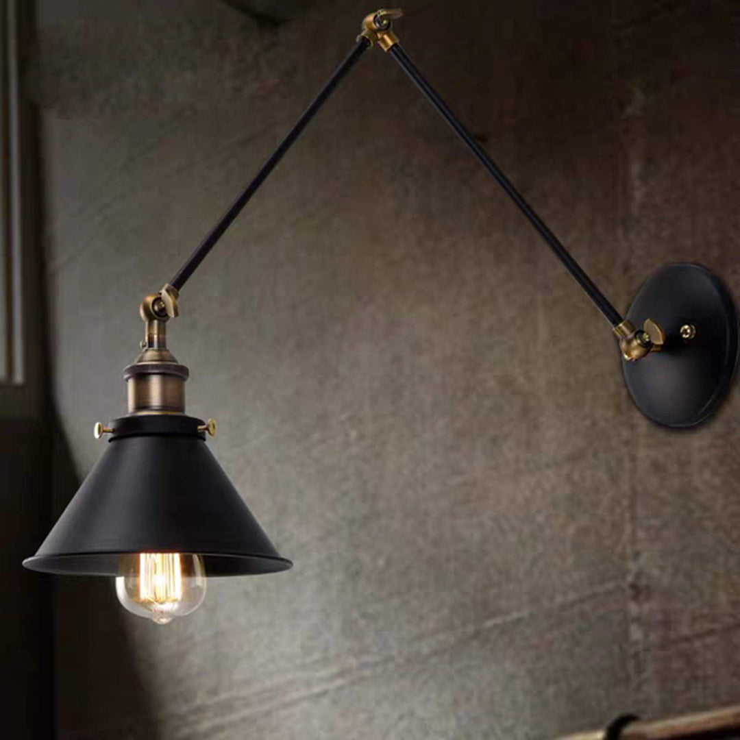 Warehouse of Tiffany LD5057 Payne Matte Black & Antique Brass 1-Light Metal Cone