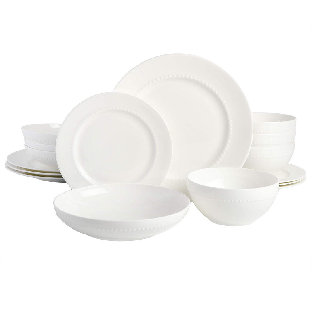 Gibson Elite Embossed Bone China Double Bowl Dinnerware Set Service for 4