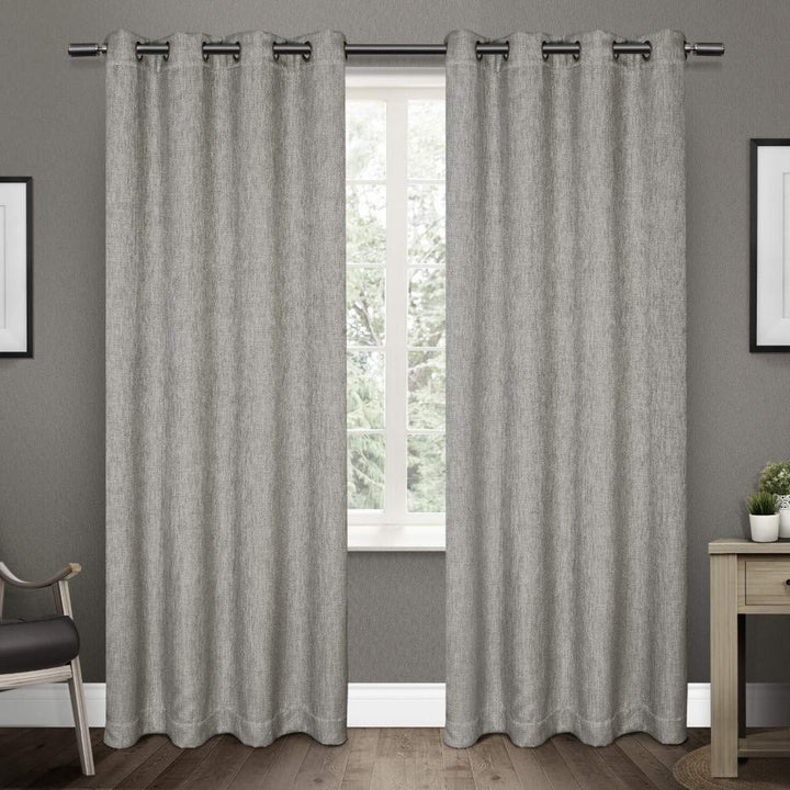 Exclusive Home Vesta Heavyweight Textured Linen Room Darkening Blackout 52x108 - Black Pearl