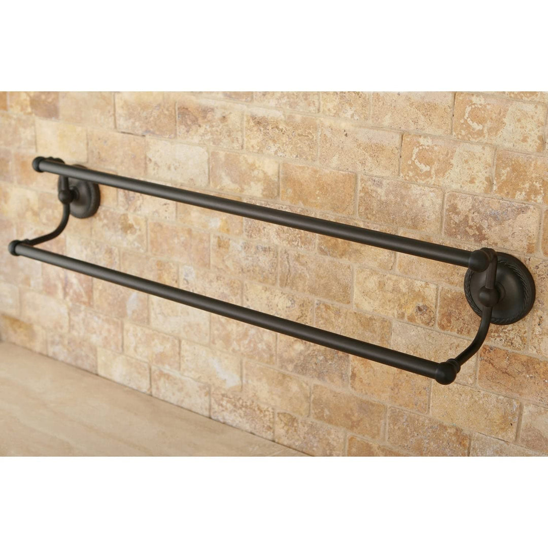 24-inch Dual Towel Bar Brown Metal Oil Rubbed Bronze Finish Rust Resistant - Diamond Home USA