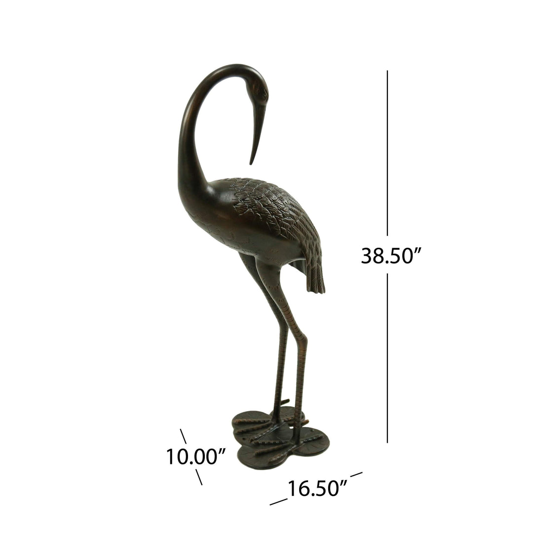 Outdoor 39 Inch Cast Aluminum Crane Statue by Brown Traditional