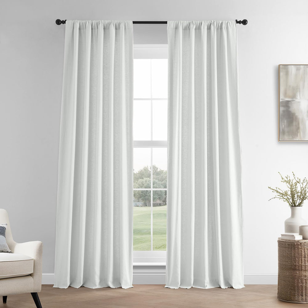 HPD Half Price Drapes French Linen ns 84 Inches Long Room Darkening 50 X 84 - Crisp White