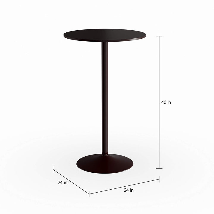 Black Round Top with Leg and Base Metal Bar Table Mid-Century Modern MDF