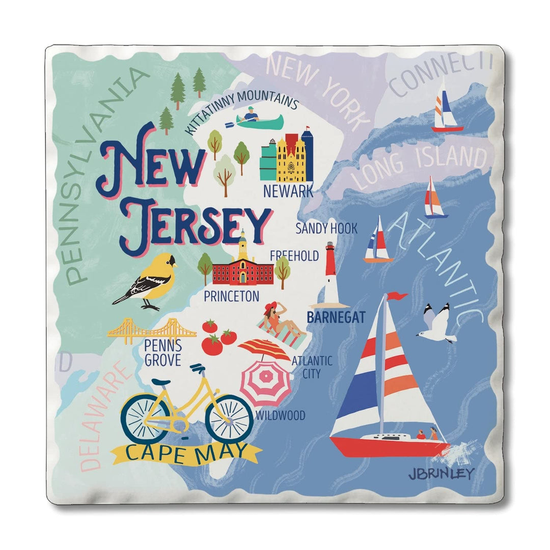 Coasters Set of 4 - State Attractions Nj Multi-59 Stoneware