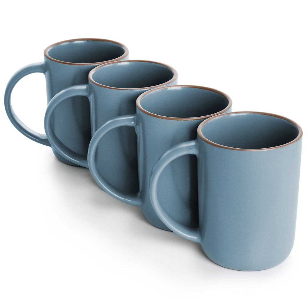 4 Piece 17 Ounce Terracotta Mug Set In Light Blue Solid Casual Square - Diamond Home USA