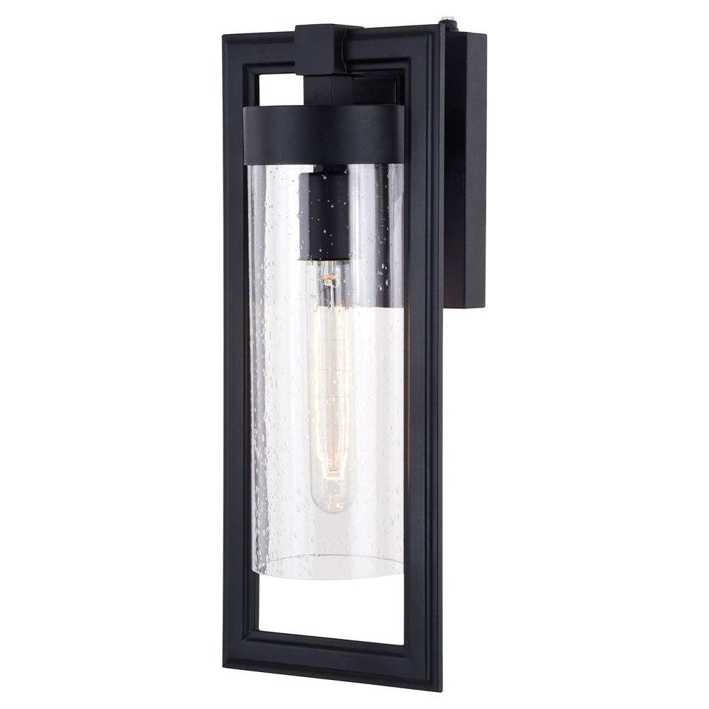 1 Light Dusk to Dawn Matte Black Contemporary Outdoor Wall Lantern Clear - Diamond Home USA