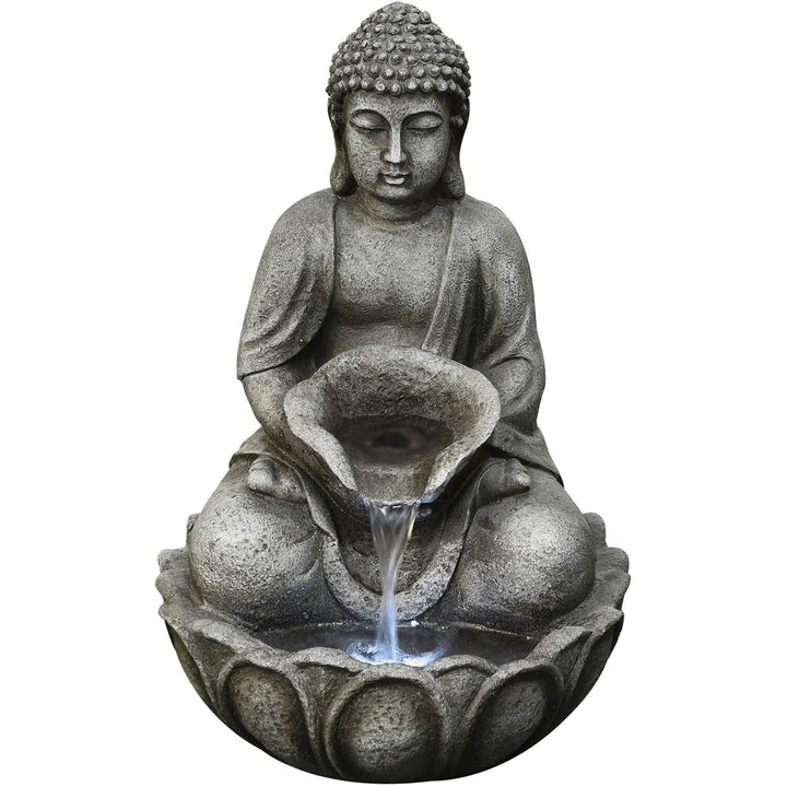 21-in. Buddha Statue Indoor Or Outdoor Garden Fountain with Led Lights for Patio