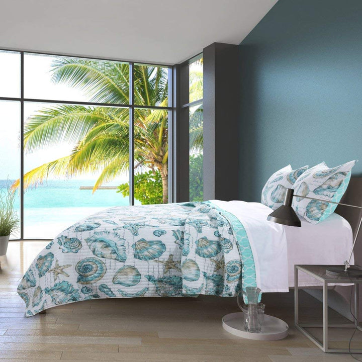 2 Piece Beach Theme Quilt Set Bright Coastal Bedding