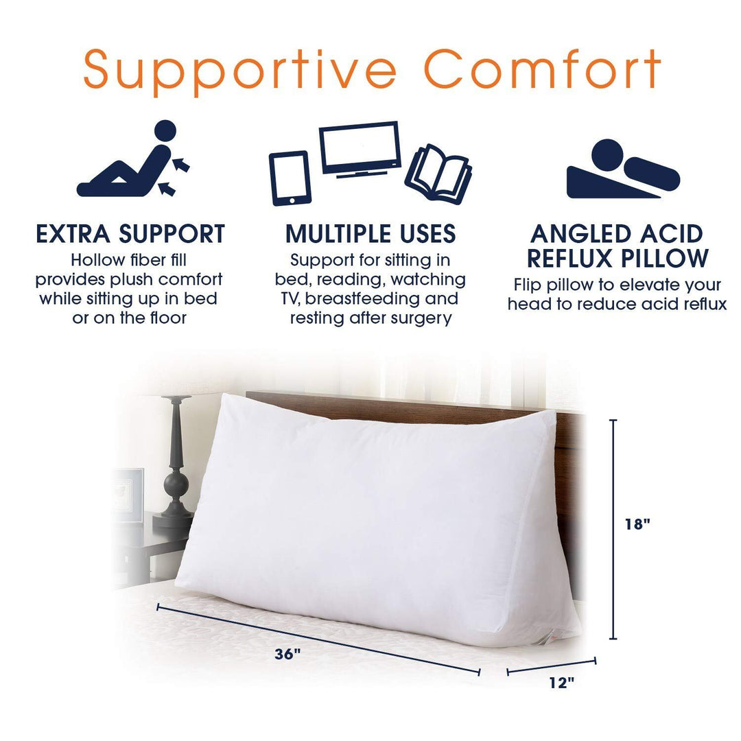 Ultra Supportive Oversized Reading Wedge Pillow - White Cotton Single