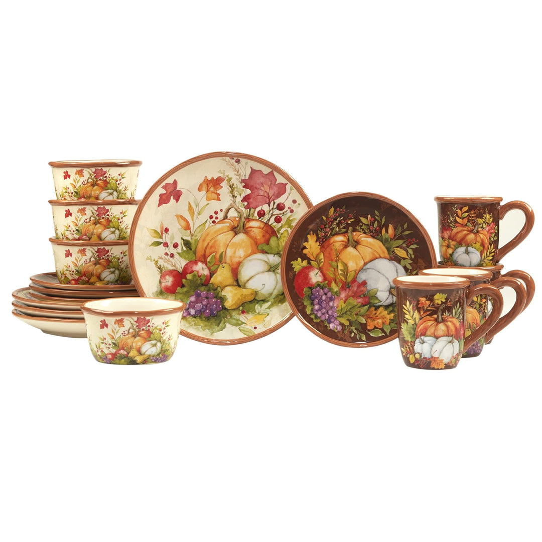 Blessings 16pc Dinnerware Set Service For 4 Multi Color Orange Fruit Farmhouse