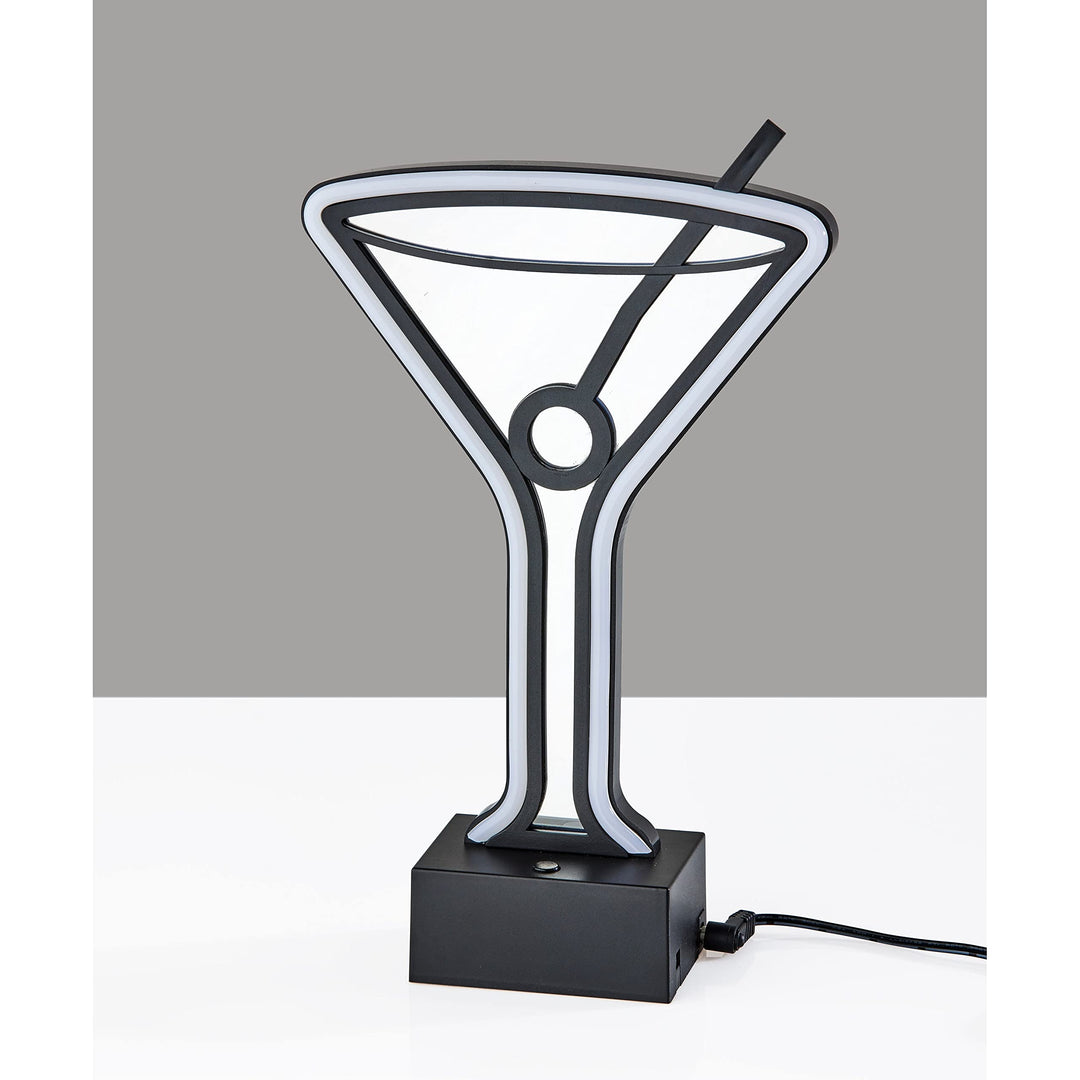 Neon Led Martini Glass Table Or Wall Lamp Black Transitional