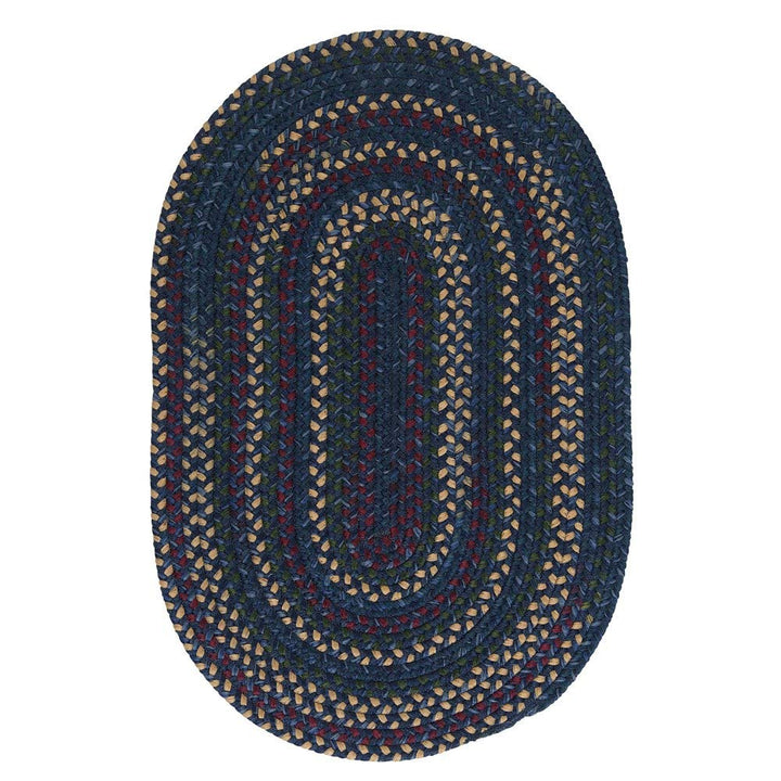 Oval Farmhouse Rug Dark Indigo Blue Braided Weave Oblong Area Rug Reversible 3' x 5' Oval - Indigo