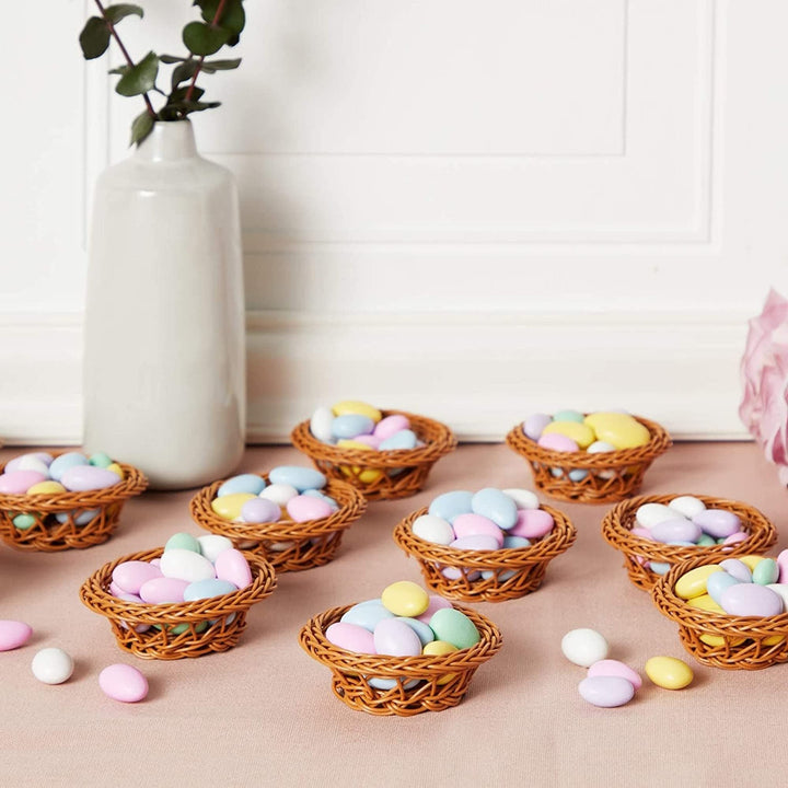 Mini Woven Baskets For Treats And (Brown 3.1 X 1.2 Inches 24 Pack) Brown