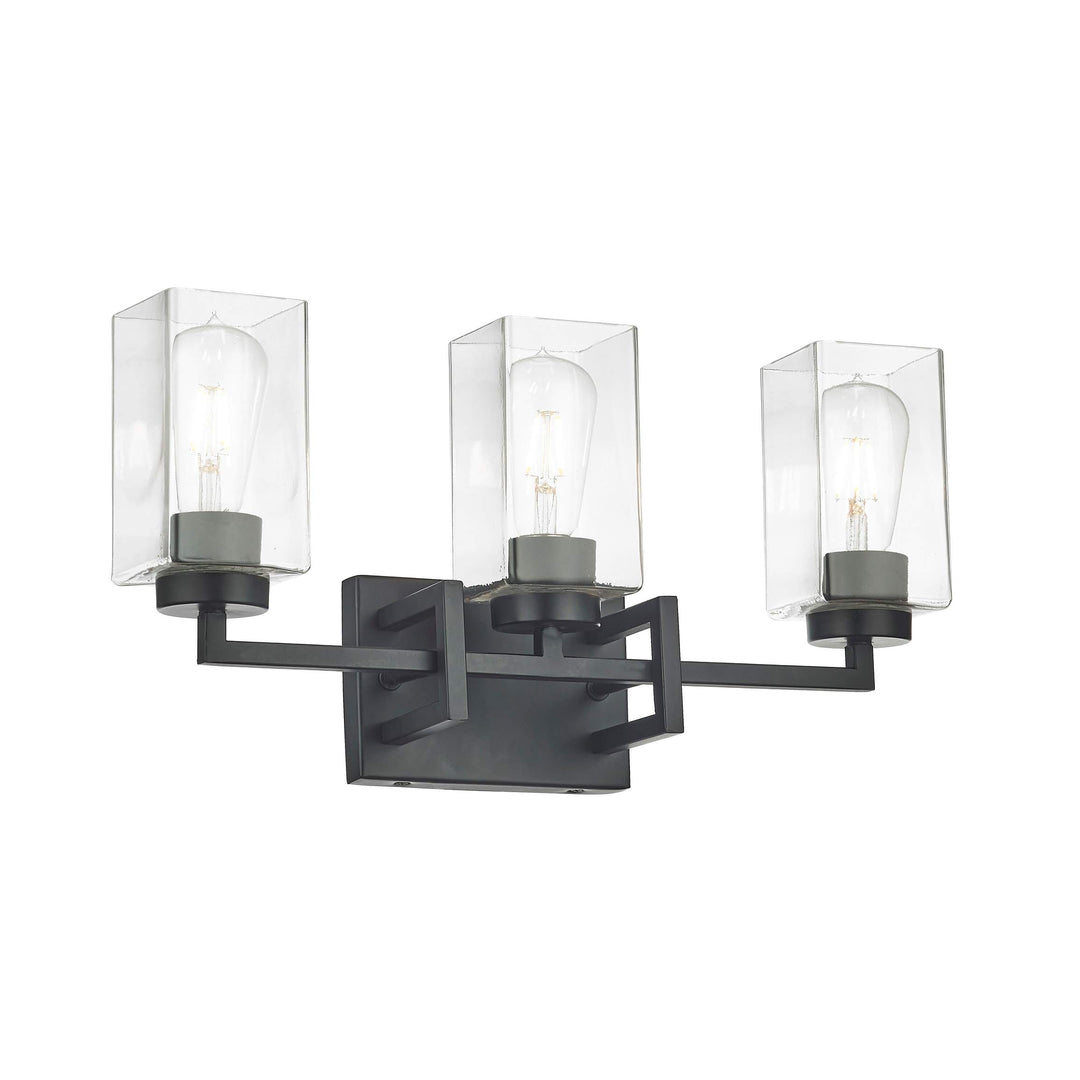 3 Light Matte Black Vanity Transitional Metal Dimmable