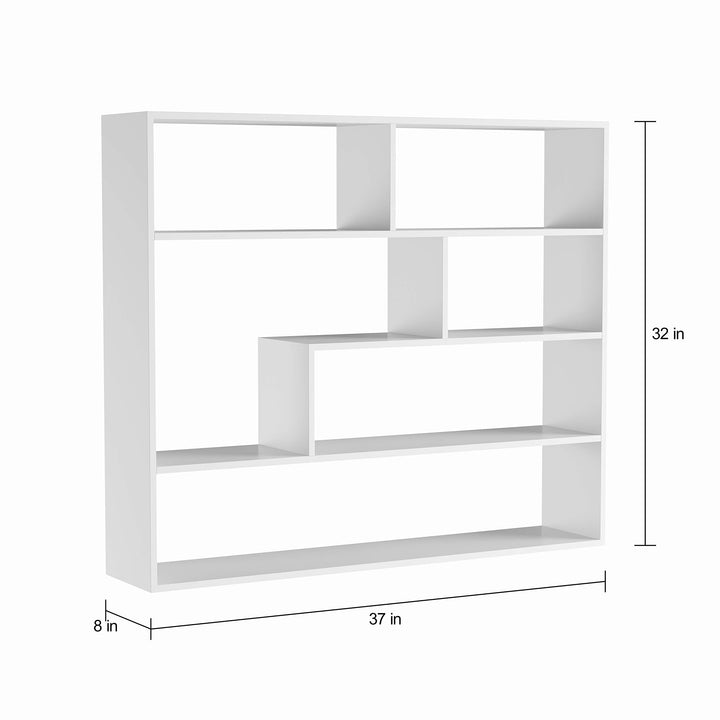 Large Rectangular White Shelf Unit Modern Contemporary MDF Matte Includes