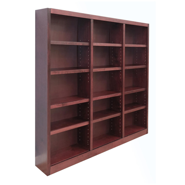 Traditional 72" Tall 15-Shelf Triple Wide Wood Bookcase in Espresso