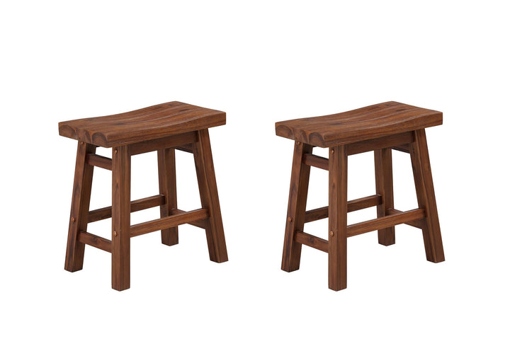 Boraam Sonoma Backless Saddle Dining Height Stool - Chestnut Wire-Brush - Set of Set of 2 - Chestnut Wire-Brush - Short - 16-22 in.