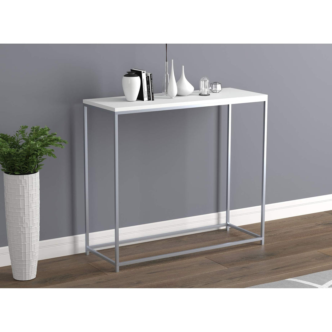 Console Table 31l White Silver Metal 31' X 12' 28' Modern Contemporary Rectangle