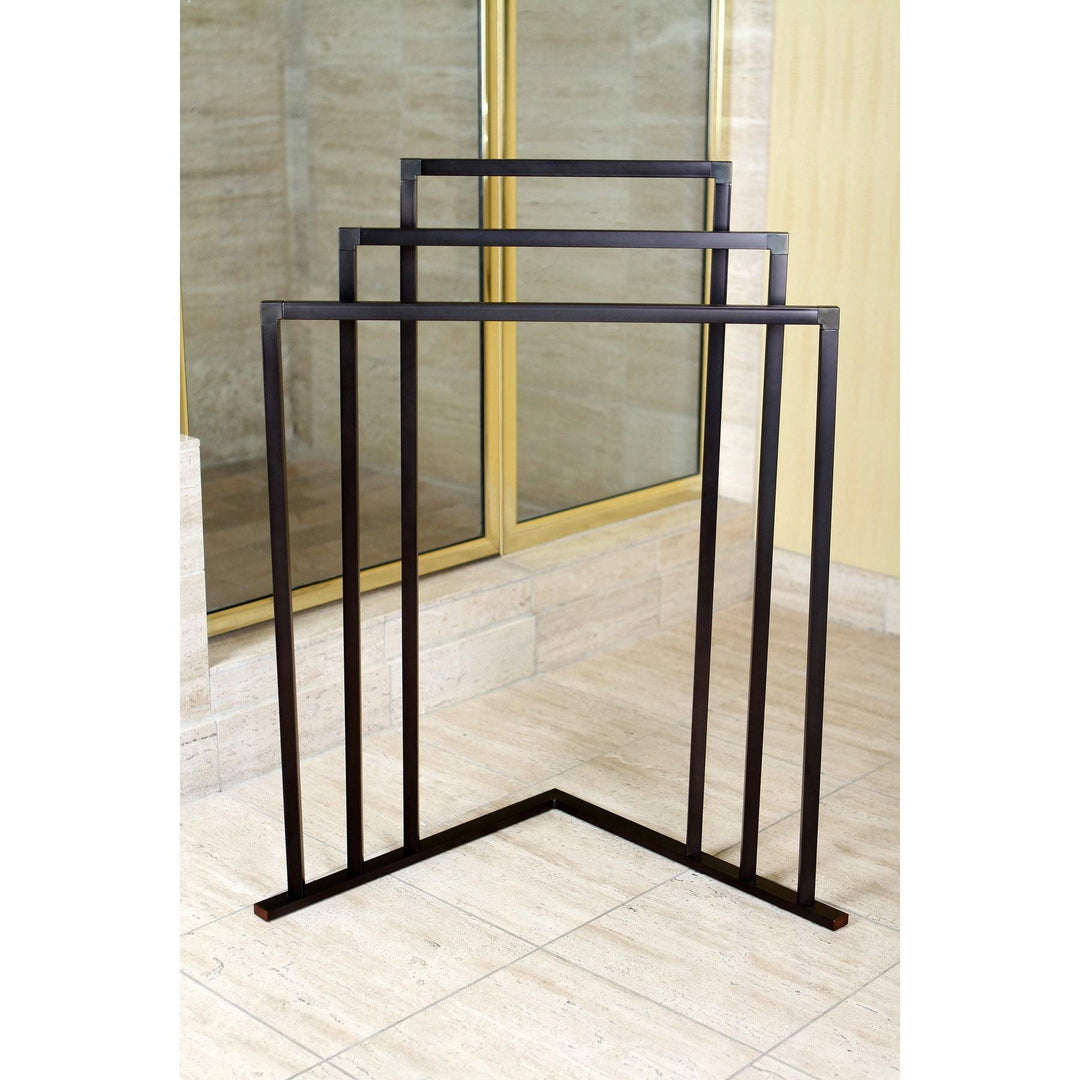 Oil Rubbed Bronze 3-Tier Iron Construction Corner Towel Rack Metal Finish