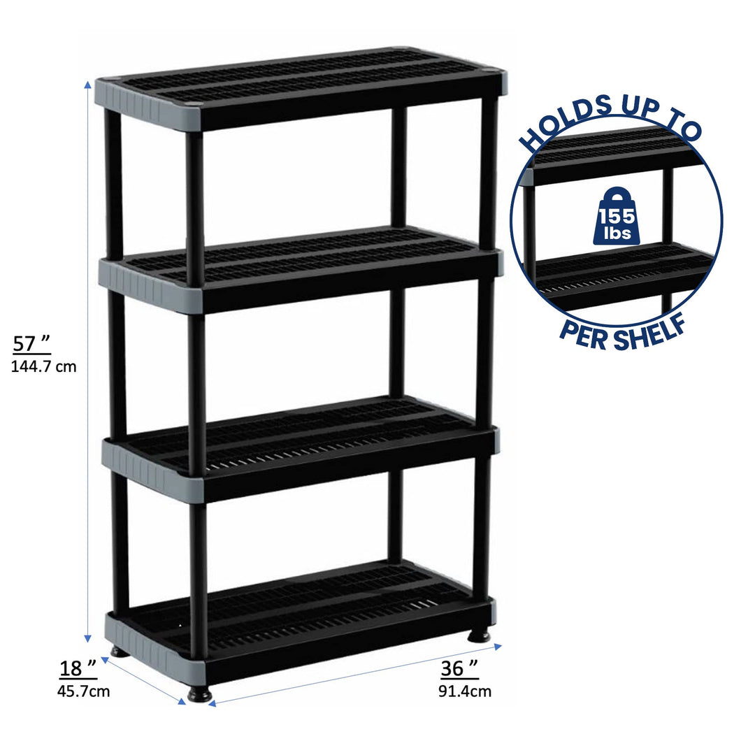 Rimax 9493 4 Shelf Storage Rack Black