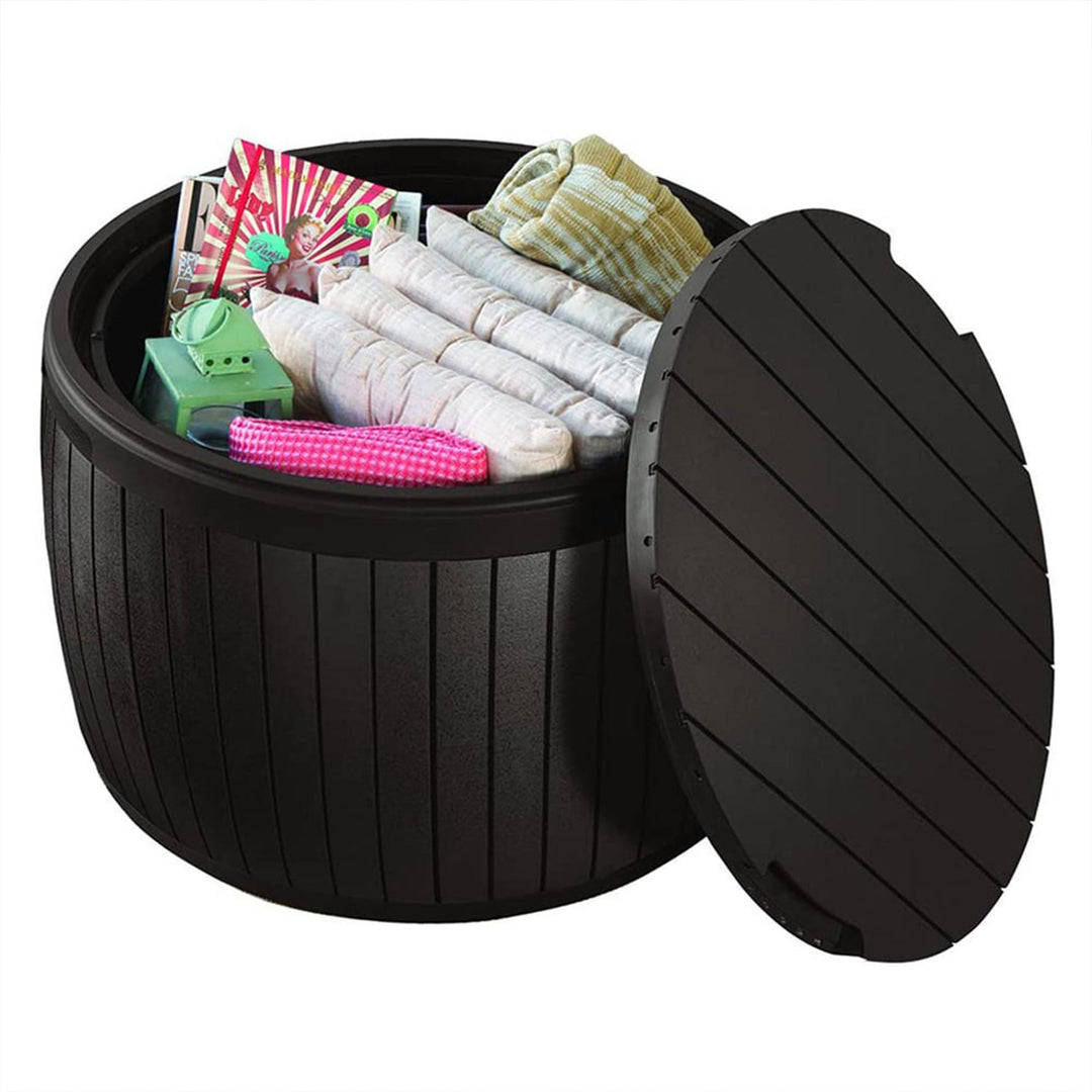 Keter Circa 3-in-1 Outdoor Resin Ottoman Deck Storage Box with 37-Gallon Storage