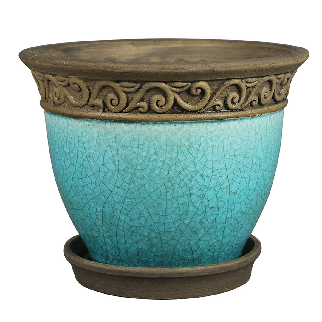 Southern Patio Cadiz 8in Diameter Crackled Glazed Ceramic Indoor Outdoor