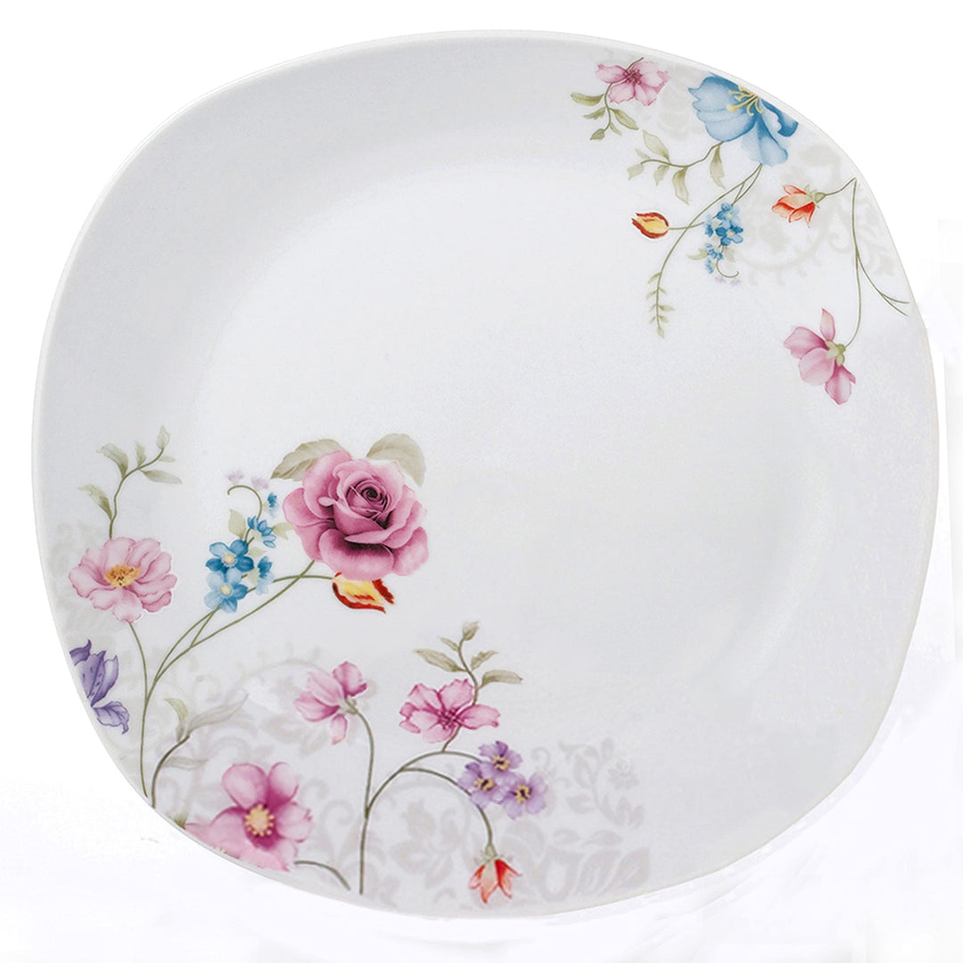 20 Pc. Square Dinnerware Set Service For 4-small Floral Design White Casual - Diamond Home USA