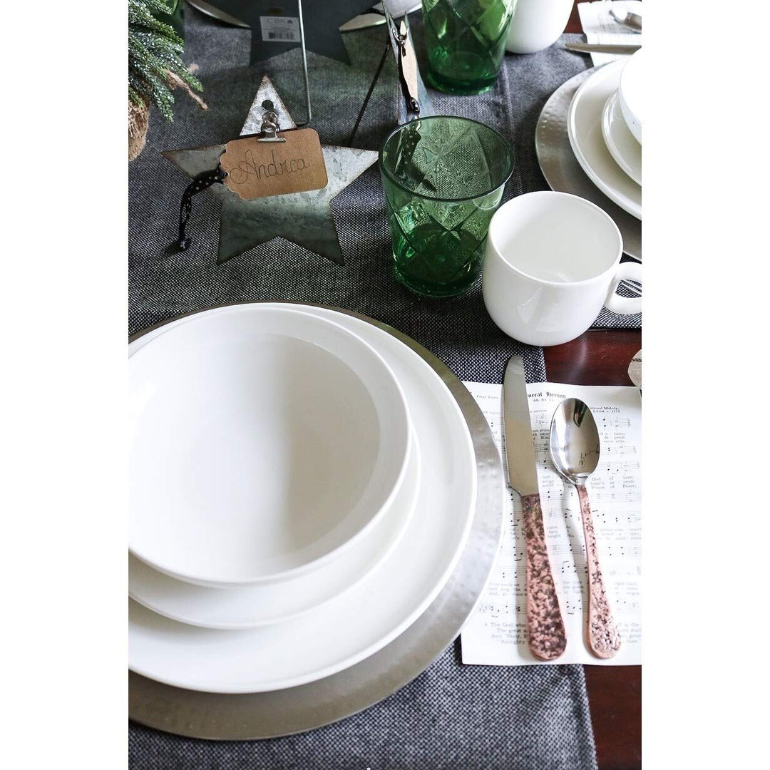 16pc Dinner Set White Solid Casual Modern Contemporary Round Porcelain 16 - Diamond Home USA