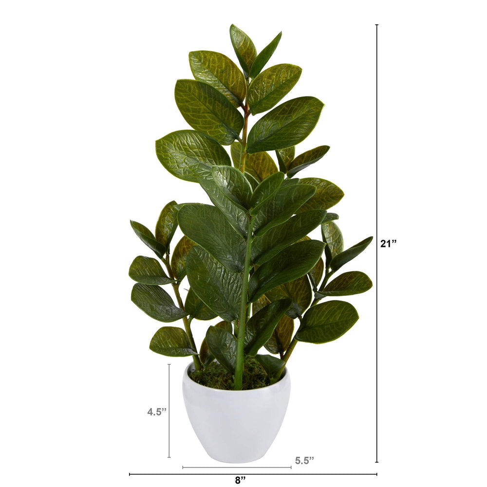 22" Artificial Plant in White Planter 4.5" - Diamond Home USA