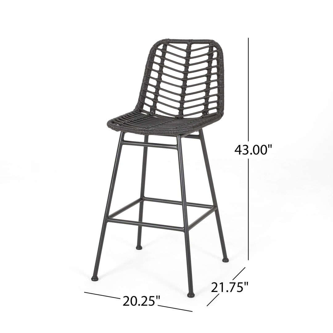 Sawtelle Outdoor Wicker Barstools (Set of 2) by Christopher Knight Home