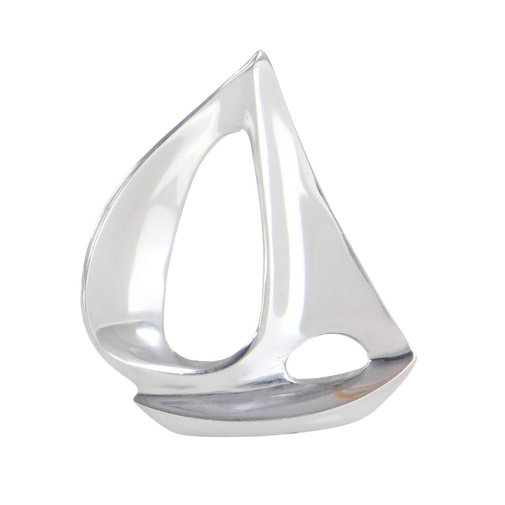 3-Piece Silvertone Sailboat Sculpture Set Silver Metal - Diamond Home USA