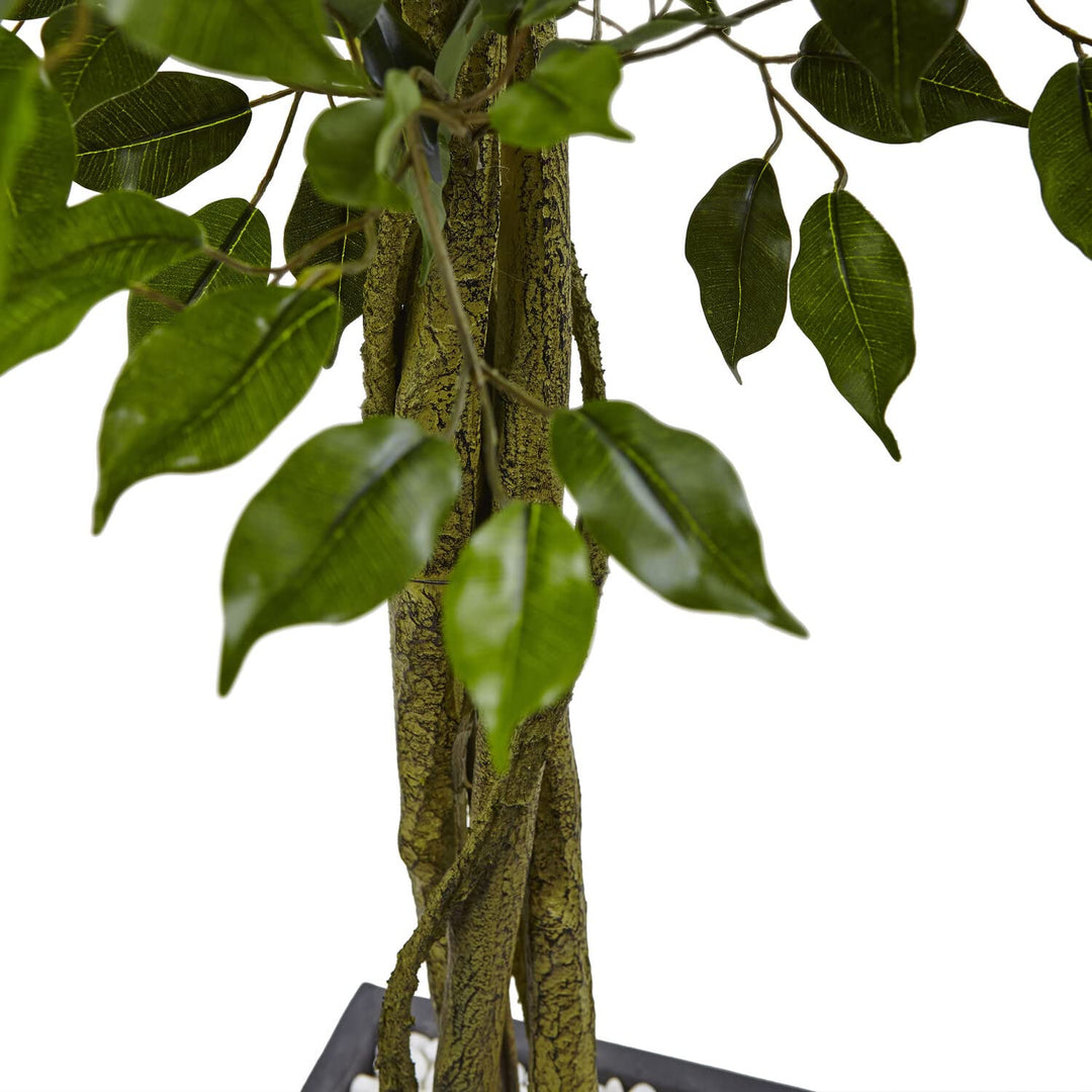 Nearly Natural 6.5ft. Ficus Slate Planter UV Resistant (Indoor/Outdoor)