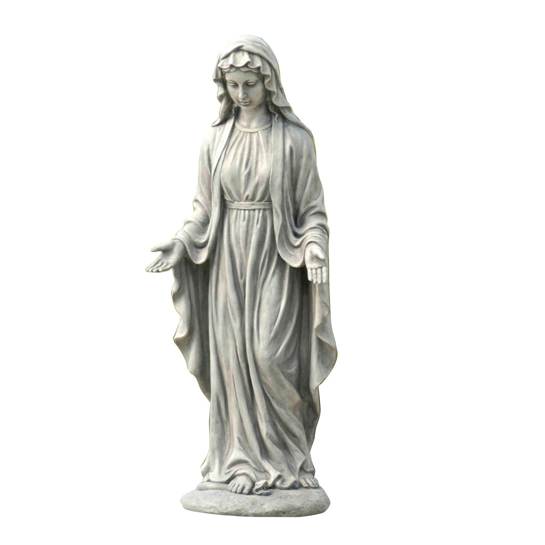 Grey Virgin Mary Statue Assembled All Season Garden Statue Religious Outdoor Stone Grey