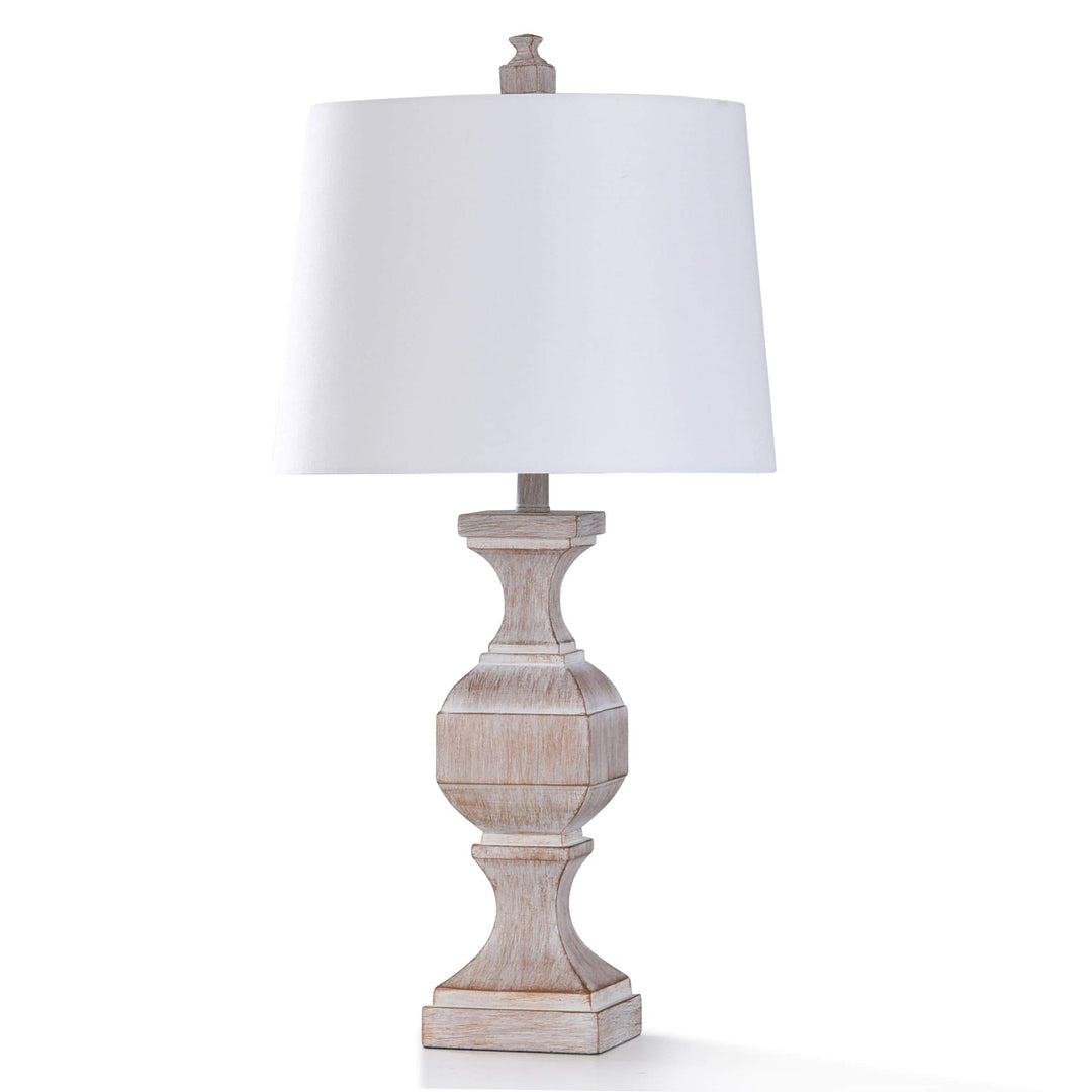 Washed Cream Stone Colored Resin Table Lamp Transitional