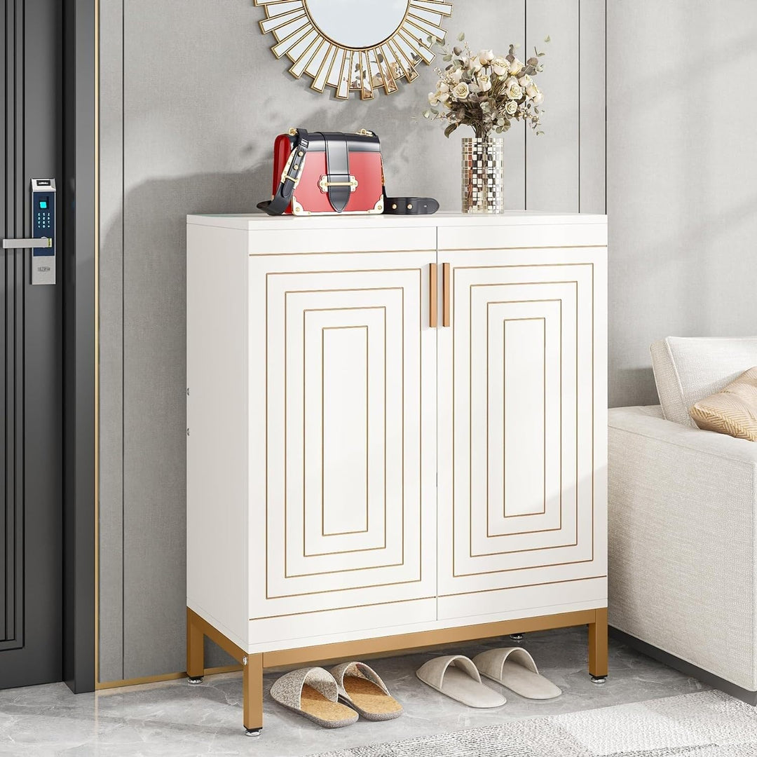 20 Pairs Modern Shoe Storage Cabinet with Doors 6-Tier Freestanding Entryway White - Diamond Home USA