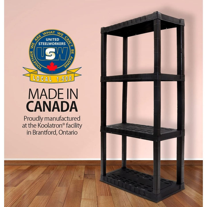 Heavy Duty 4-Tier Storage Shelf Black Plastic