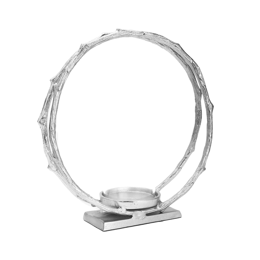 Silver Circle Hurricane Candle Holder Stainless Steel