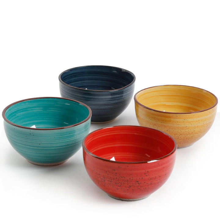 Gibson Home Color Speckle Multi Color Ceramic Bowl Sets Red Yellow Blue